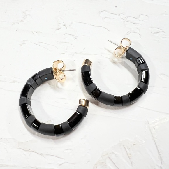 Roxanne Assoulin Black Out Hoop Earrings - Picture 2 of 4